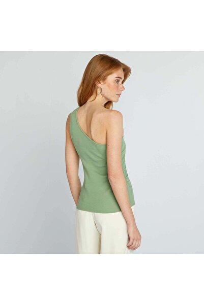 KIABI Ribbed vest top with asymmetric strap green