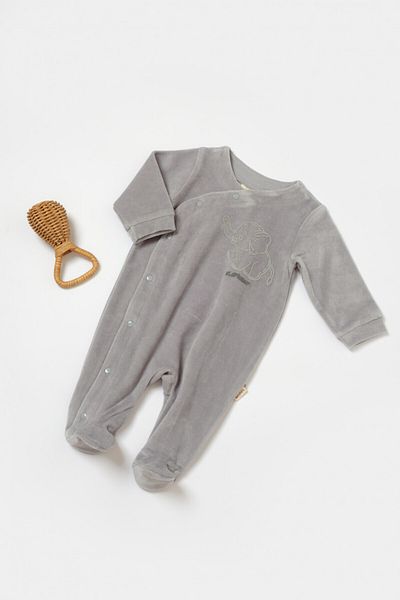BabyCosy Salopeta Elefant Cu Maneca Lunga Si Botosei Gri,