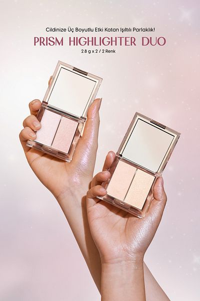CLIO 2-Pack Highlighter Clio Prism Highlighter Duo Providing Intense Shine with Pearl Grain (01 Cream Fizz)