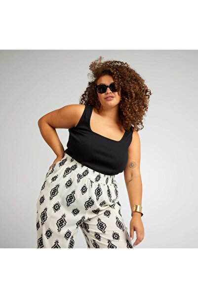 KIABI Ribbed vest top with square neckline black