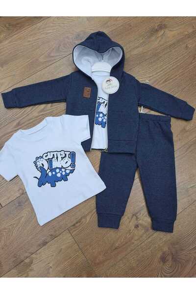TNY Waffle Fabric Dino Character Printed Triple Boy Set