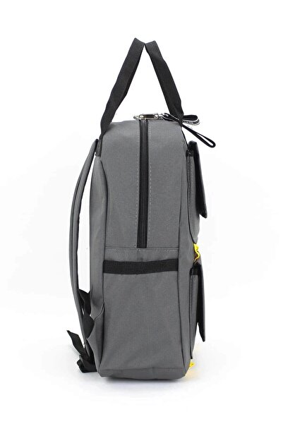 TB Terzi Bey Case Club Unisex Label Pattern School Backpack Gray