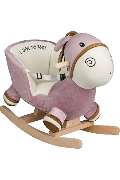 Genel Markalar Sallanan Ahşap Ayaklı Peluş Eşek Koltuk - Pembe