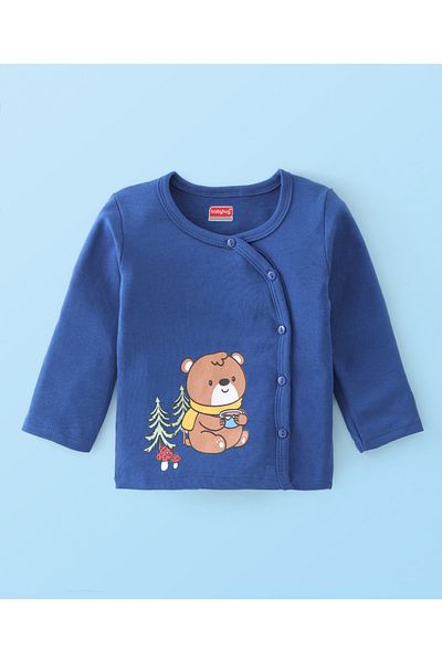 Babyhug سترة مضادة للبكتيريا بأكمام طويلة من القطن بنسبة 100%، مطبوعة بخطوط ودب، عبوة من 3 قطع - متعددة الألوان