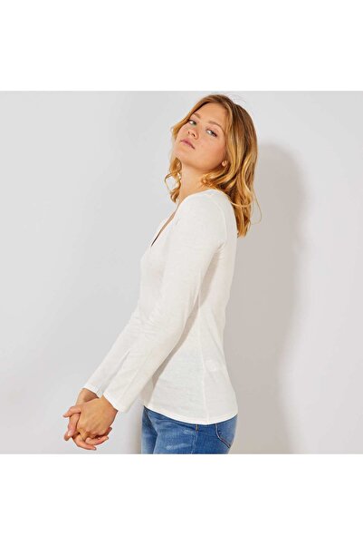 KIABI V-neck T-shirt snow white