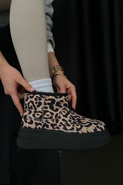Mupa Shoes Γυναικείες μπότες Tan Leopard με σχέδιο