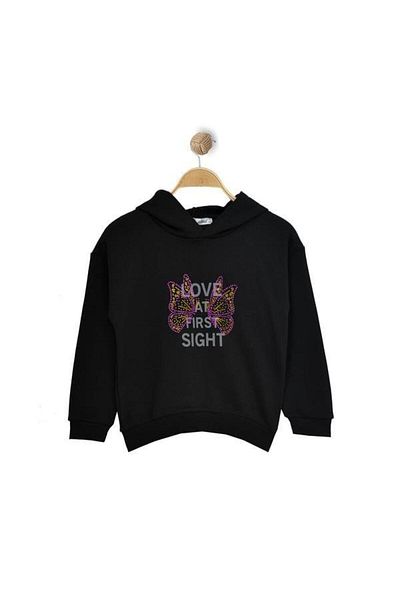 New Shine Unisex Μαύρο φούτερ με κουκούλα με στάμπα Astronaut