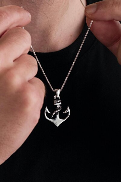 Tmt Silver Gümüş Halatlı Gemi Çapa Denizci Balıkçı Erkek Kolye