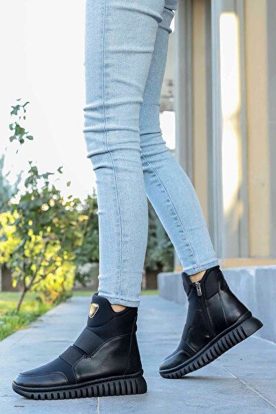 Mamito Ayakkabı Hnm 9090 Detailní gumové boty s plochou podrážkou-černá-kůže