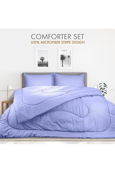 Hotel Linen Klub Stripe Comforter Set- Ultra Soft Brushed Microfiber Fabric, Soft Siliconized Fiber Filling