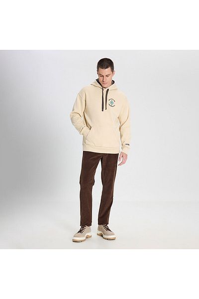 WRANGLER Φούτερ με κουκούλα με φαρδιά εφαρμογή, μπεζ με φλις εσωτερικά