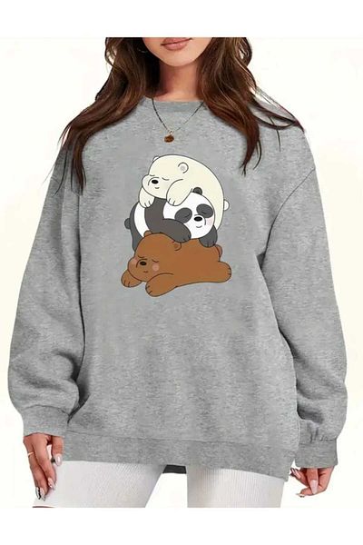 New Shine Γυναικείο φούτερ 3 τεμαχίων Teddy Bear με στάμπα με λαιμόκοψη