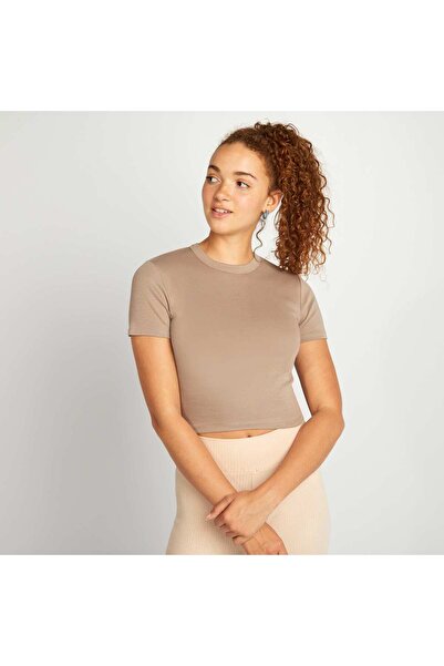 KIABI Short-sleeved cropped T-shirt BEIGE