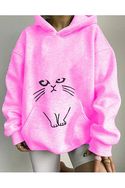 New Shine Hanorac cu glugă unisex cu imprimeu graffiti - mânecă lungă, bumbac supradimensionat