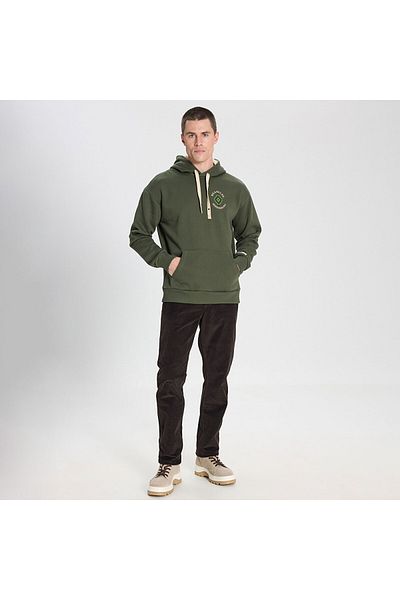 WRANGLER Φούτερ με κουκούλα με φαρδιά εφαρμογή, χακί, με φλις εσωτερικά