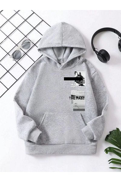 New Shine Trend Ahmet Grey Сезонен пот с качулка
