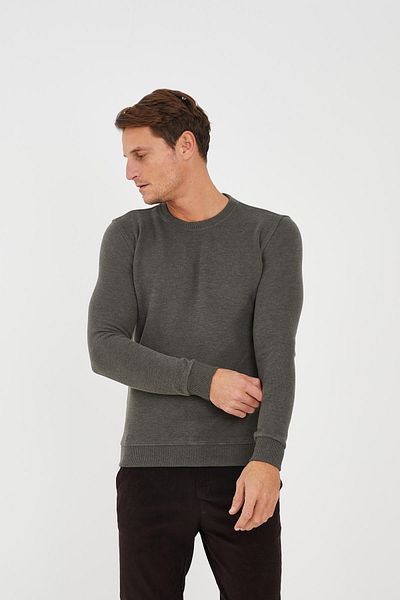 Maccali Ανδρικό ComfortFit μακρύ λαιμόκοψη Basic πράσινο φούτερ