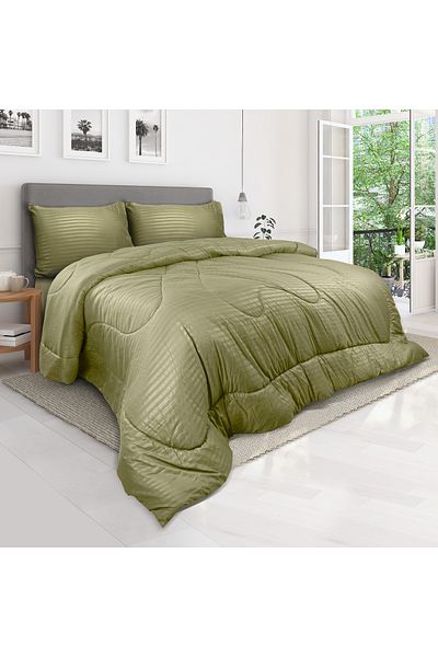 Hotel Linen Klub Stripe Comforter Set- Ultra Soft Brushed Microfiber Fabric, Soft Siliconized Fiber Filling