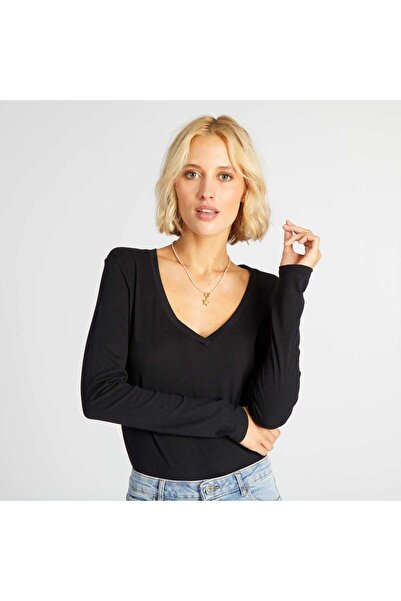 KIABI V-neck T-shirt black