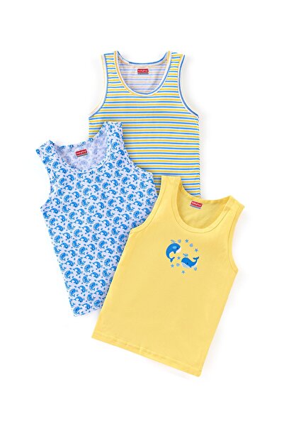 Babyhug مجموعة من 3 سترات بدون أكمام مخططة ومطبوعة على شكل دولفين من ساندو 10...