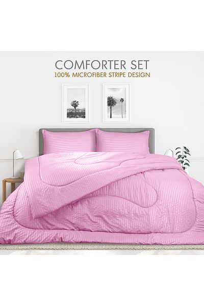 Hotel Linen Klub Stripe Comforter Set- Ultra Soft Brushed Microfiber Fabric, Soft Siliconized Fiber Filling