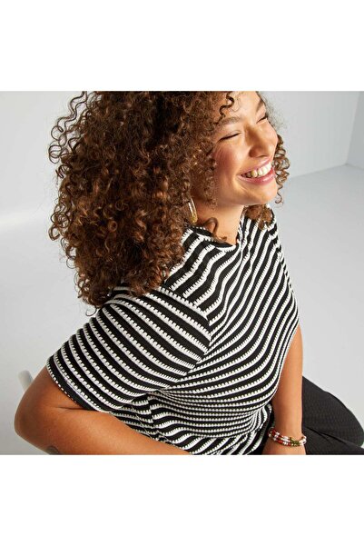 KIABI Striped stretch T-shirt BEIGE