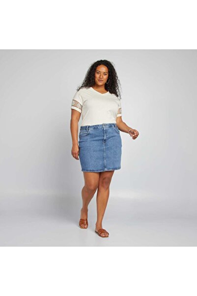 KIABI Macramé short-sleeved T-shirt WHITE