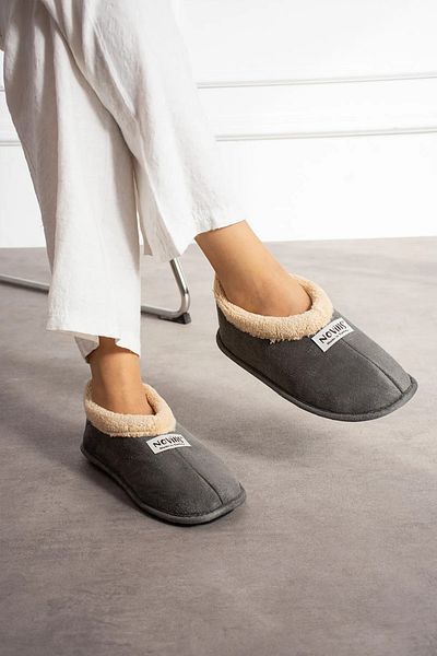 Linosso Ucc Unisex Γκρι Μάλλινες Χειμερινές Παντόφλες - Home Boots - Shoes
