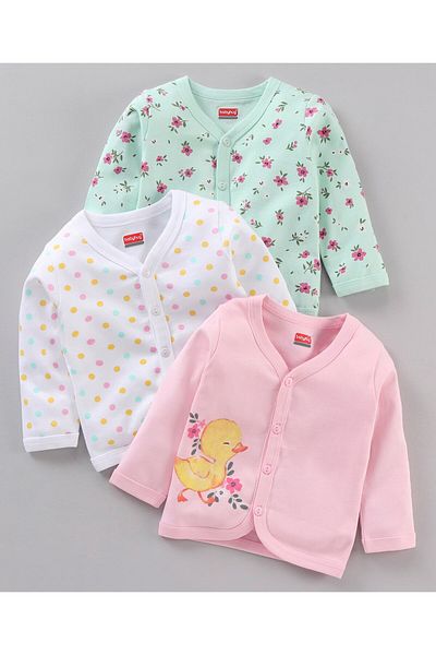 Babyhug مجموعة من 3 سترات بأكمام طويلة من القطن بنسبة 100%، متعددة الألوان