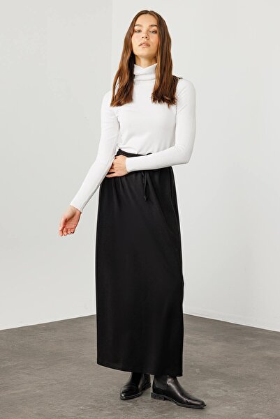 Hooopstore Fusta neagră simplă cu talie elastică