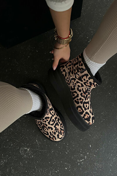 Mupa Shoes Γυναικείες μπότες Tan Leopard με σχέδιο