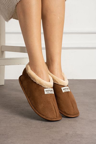 UCC Χειμερινές παντόφλες Unisex μαύρες μάλλινες με επένδυση