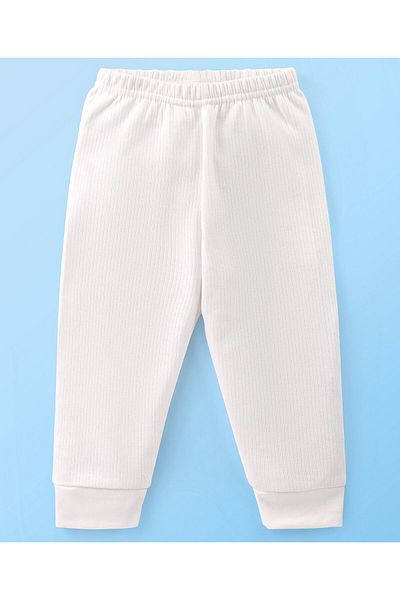 Babyhug Babyhug Cotton Full Length Thermal Leggings Solid- Off White