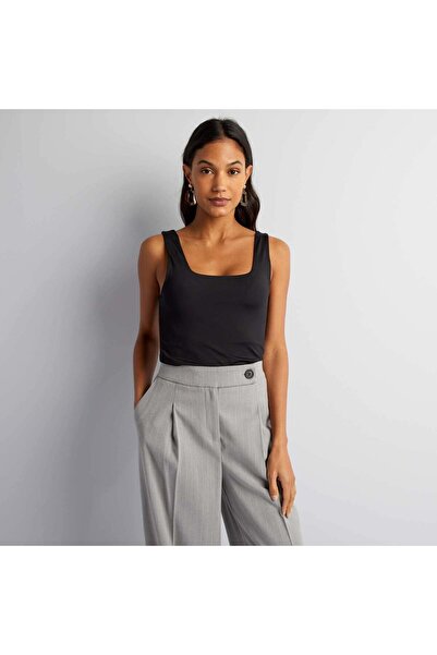 KIABI Stretch T-shirt with square neckline black