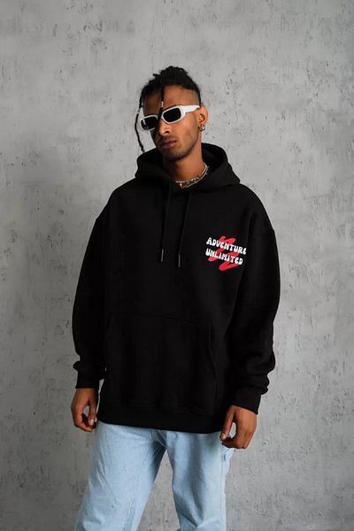 New Shine Φούτερ Unisex 2ip Raster BUNNY με στάμπα καφέ oversize