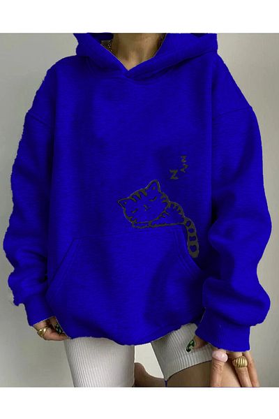 New Shine Φούτερ με κουκούλα με στάμπα Cat on the Pocket