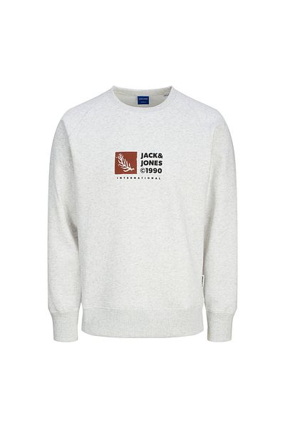 Jack & Jones Мъжки бял суитшърт Jack Jones - кръгла яка, Jorportland Box Sweat Design 12262958 -01