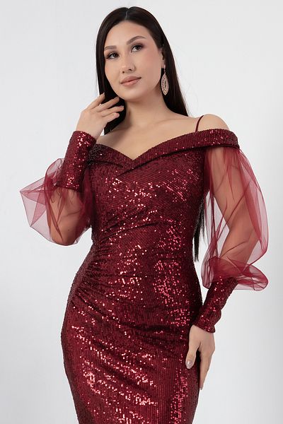 PULLIMM Rochie cu paiete cu decolteu în V din tul 39939