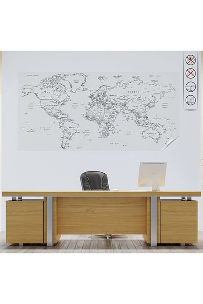 ZERO LAND Static Paper World Map 56 cm X 110 cm Hnzrn