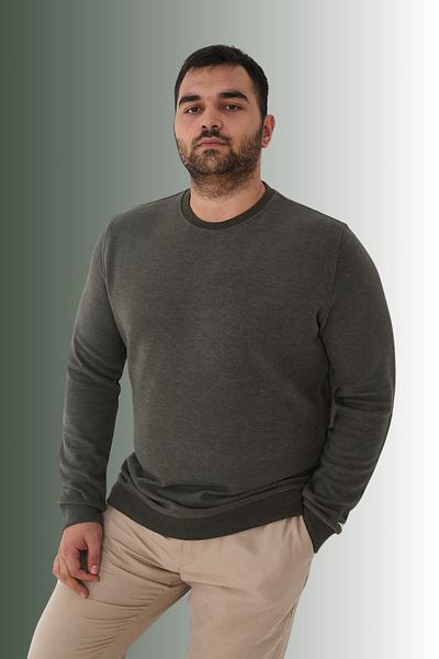 Maccali Men's Winter Crew Neck Oversized Basic Green Sweatshirt