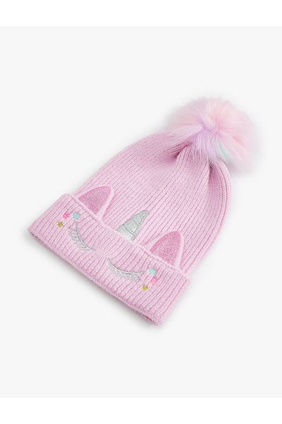 Koton Unicorn Plush Beret - Pompom Detailed