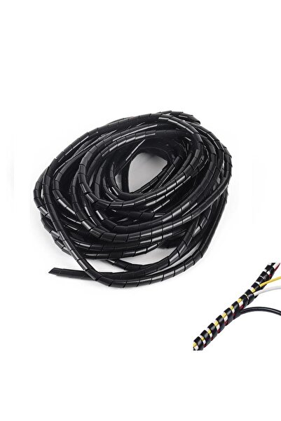 Hatfon Elektronik Kablo Toplama Spirali Helezon 8 mm 10 Metre Siyah