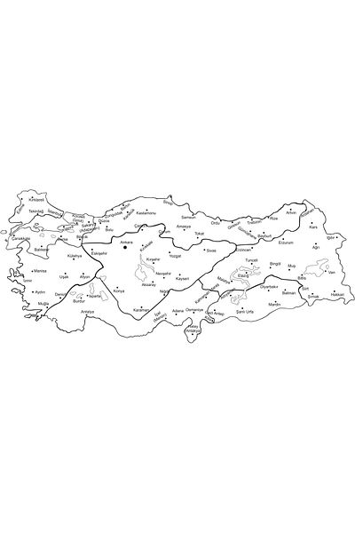 ZERO LAND خريطة إقليمية تركية غير ملونة من الورق الثابت 83 سم × 150 سم 628132