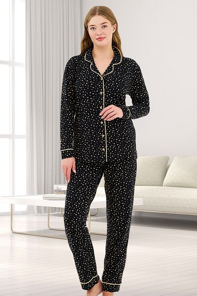 Bella Linda Set pijamale de damă din bumbac cu nasturi