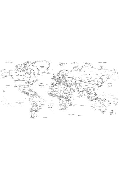 ZERO LAND Static Paper World Map 56 cm X 110 cm Hnzrn