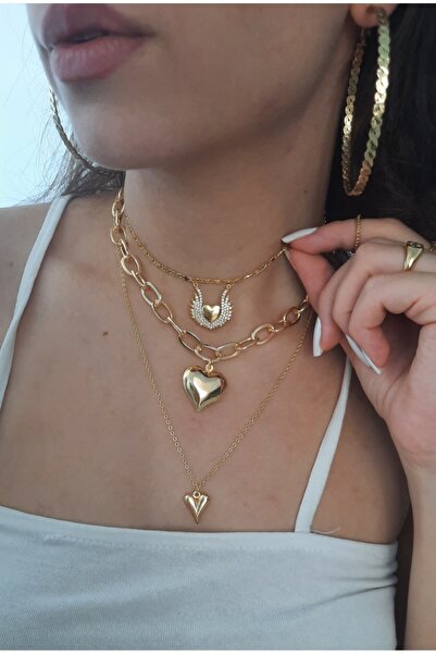 Cey's fashion Zirkon Taşlı Kalpli Kolye Kalpli Choker Kararmaz Altın Kaplama ...