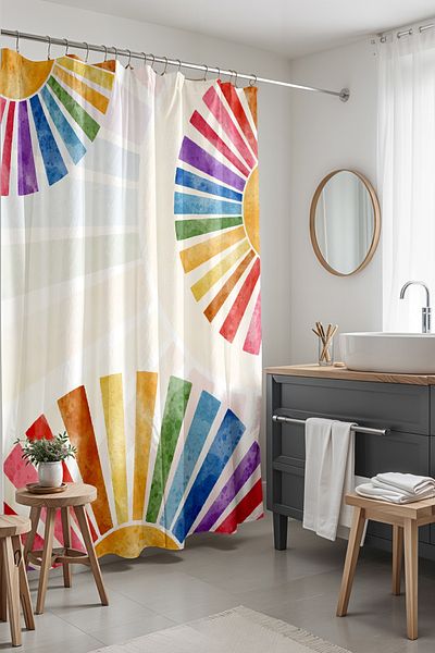 EVPANYA Κουρτίνα μπάνιου - 175x200cm Bohemian Suns Κουρτίνα μπάνιου και μπανιέρας