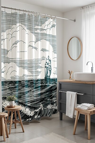 EVPANYA Занавіска для ванної кімнати, занавіска для душу з малюнком корабля н...