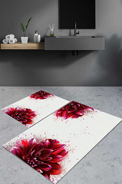 Carmine Carpet Set de 2 covorașe de baie, lavabile, imprimate digital, cu mod...