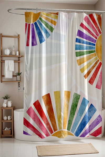 EVPANYA Κουρτίνα μπάνιου - 175x200cm Bohemian Suns Κουρτίνα μπάνιου και μπανιέρας